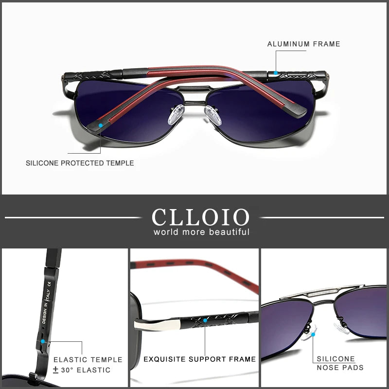 CLLOIO Men Aluminum Polarized Sunglasses Driving Glasses