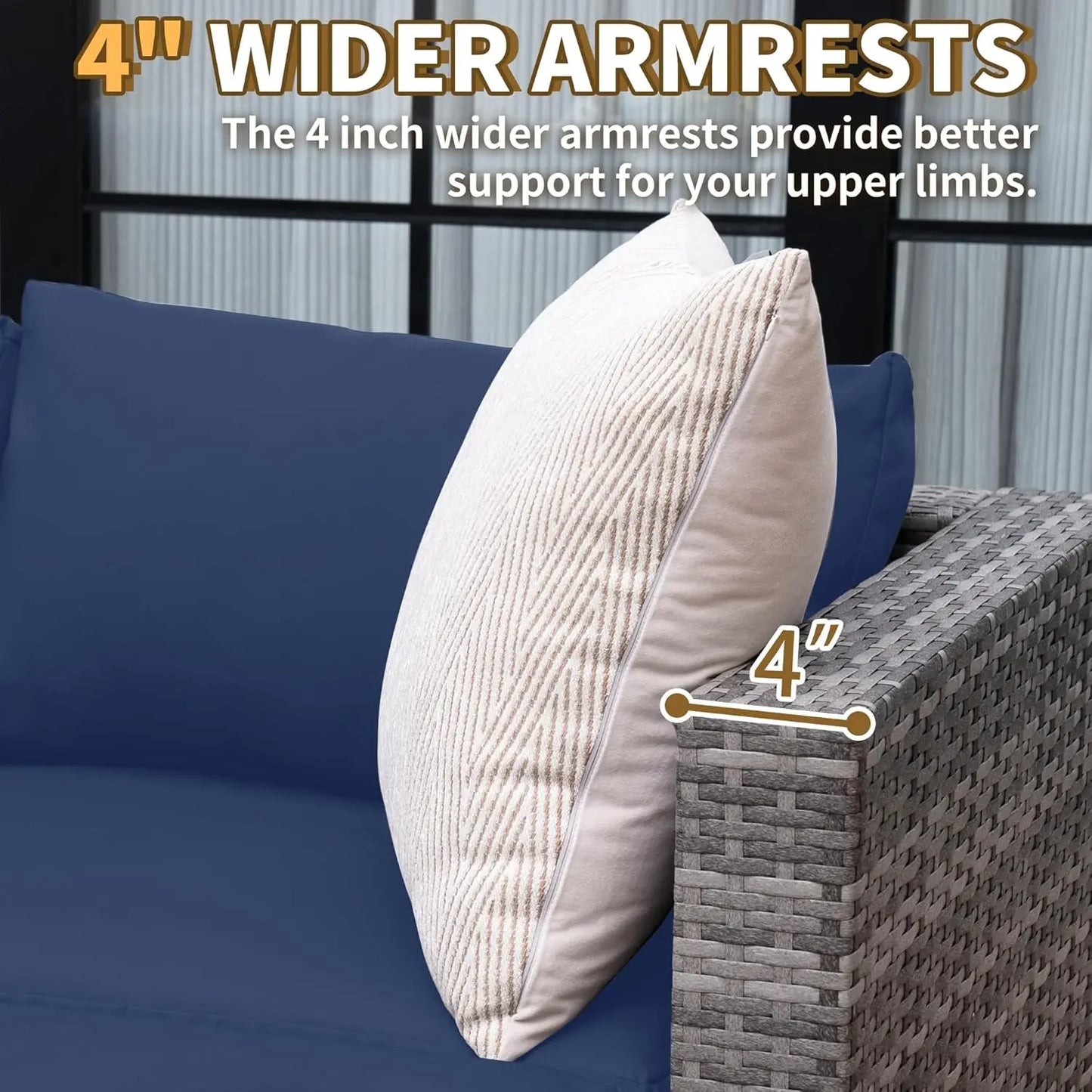 5 Piece Patio Furniture Set All-Weather Wicker Outdoor Sectional