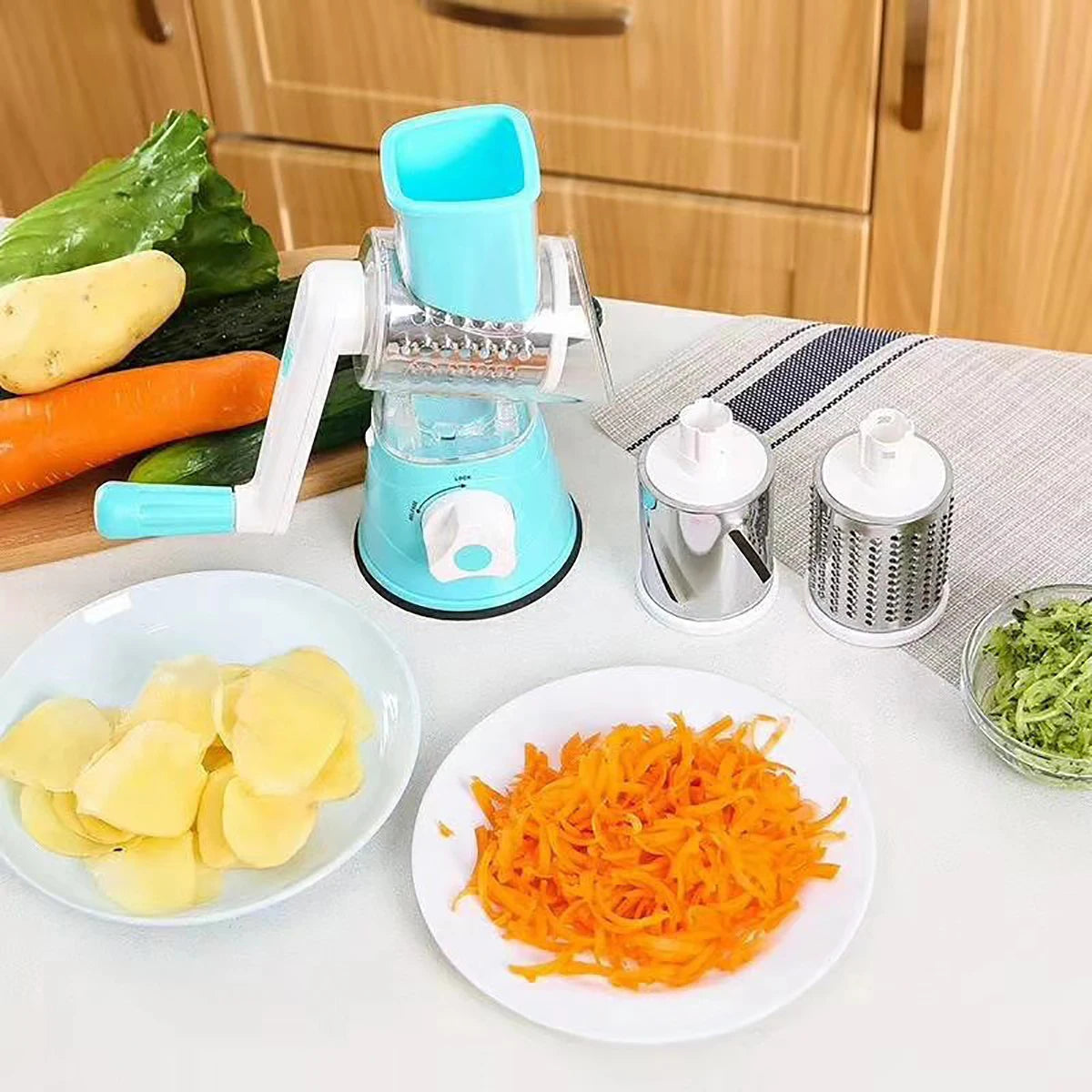 AEHOME Vegetable Slicer Shredder Tool Three Drum Manual Grater