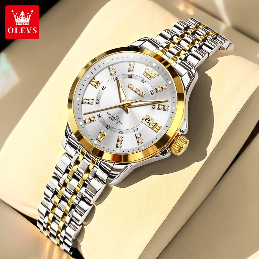 OLEVS 3620 Women Quartz Watch Luxury Diamond Calendar Waterproof