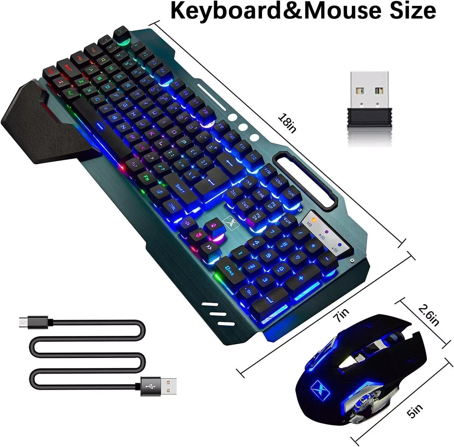 Ziyoulang Wireless Gaming Keyboard And Mouse Set RGB Backlit Pad