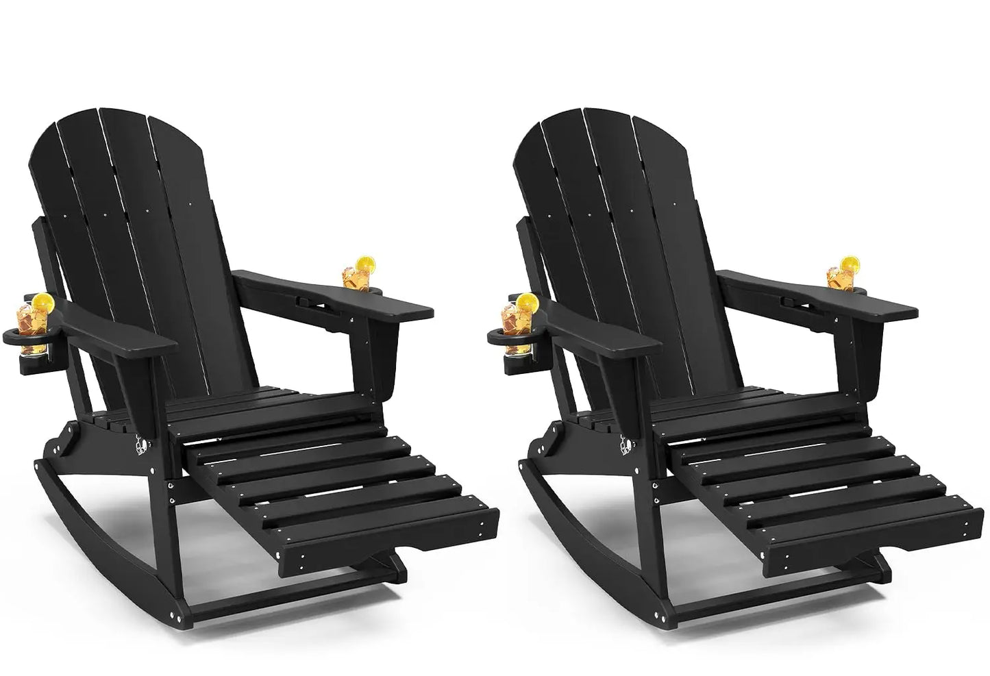 MOYU Adirondack Rocking Chairs Set of 2 With Retractable Ottoman