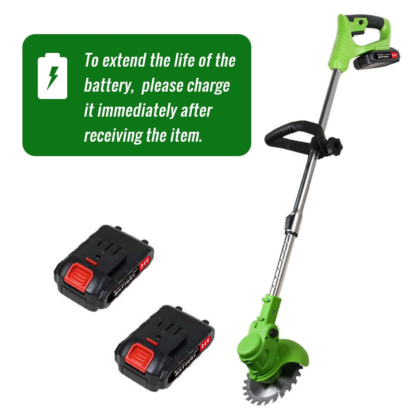 Electric Cordless Weed Trimmer 2-In-1 Brushless Lawn Cutter With 2 Batteries