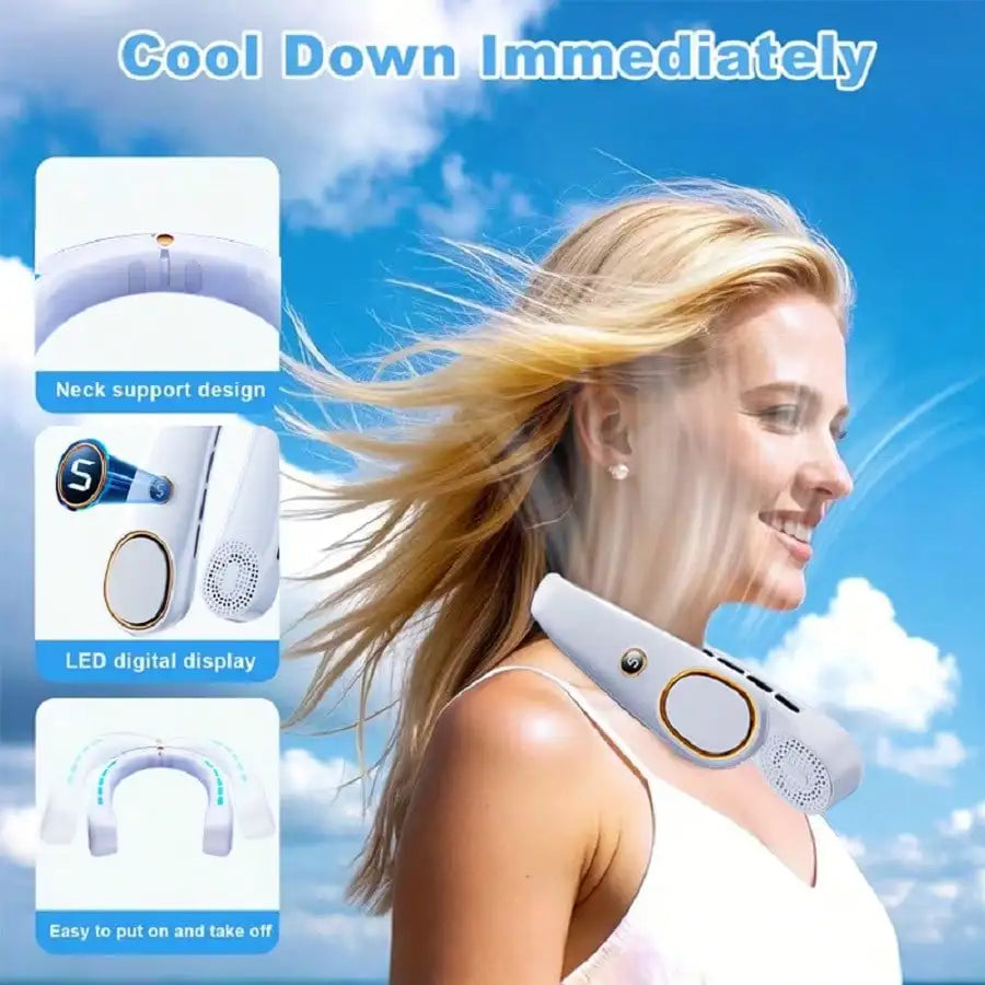 Portable Neck Fan 360 Degree Airflow With 3000mAh Battery