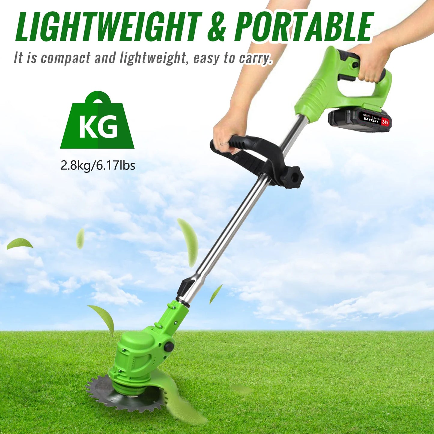 Electric Cordless Weed Trimmer 2-In-1 Brushless Lawn Cutter With 2 Batteries