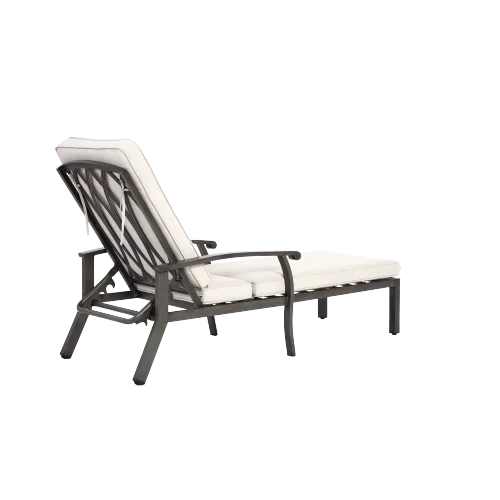Outdoor Poolside Lounge Chair With Adjustable Backrest And Metal Frame