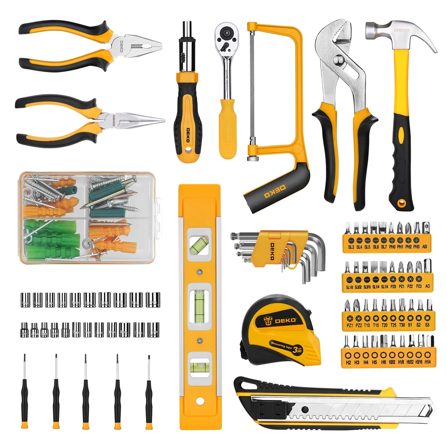 DEKOPRO 228-Piece Socket Wrench Auto Repair Tool Set With Case