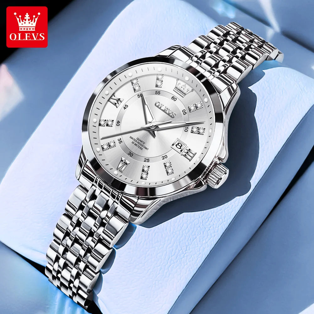 OLEVS 3620 Women Quartz Watch Luxury Diamond Calendar Waterproof