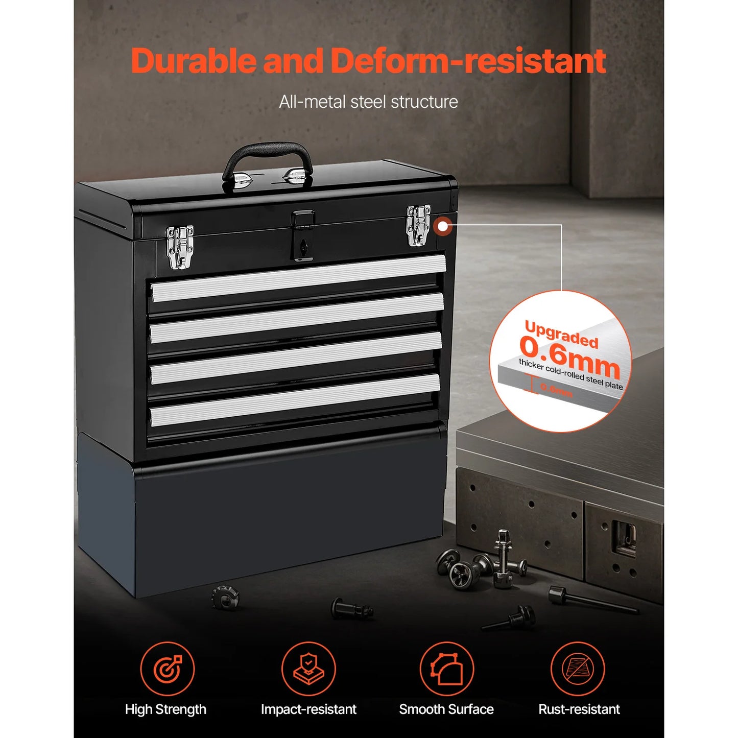 SucceBuy Metal Tool Box With Locking Drawers for Workshop Organization