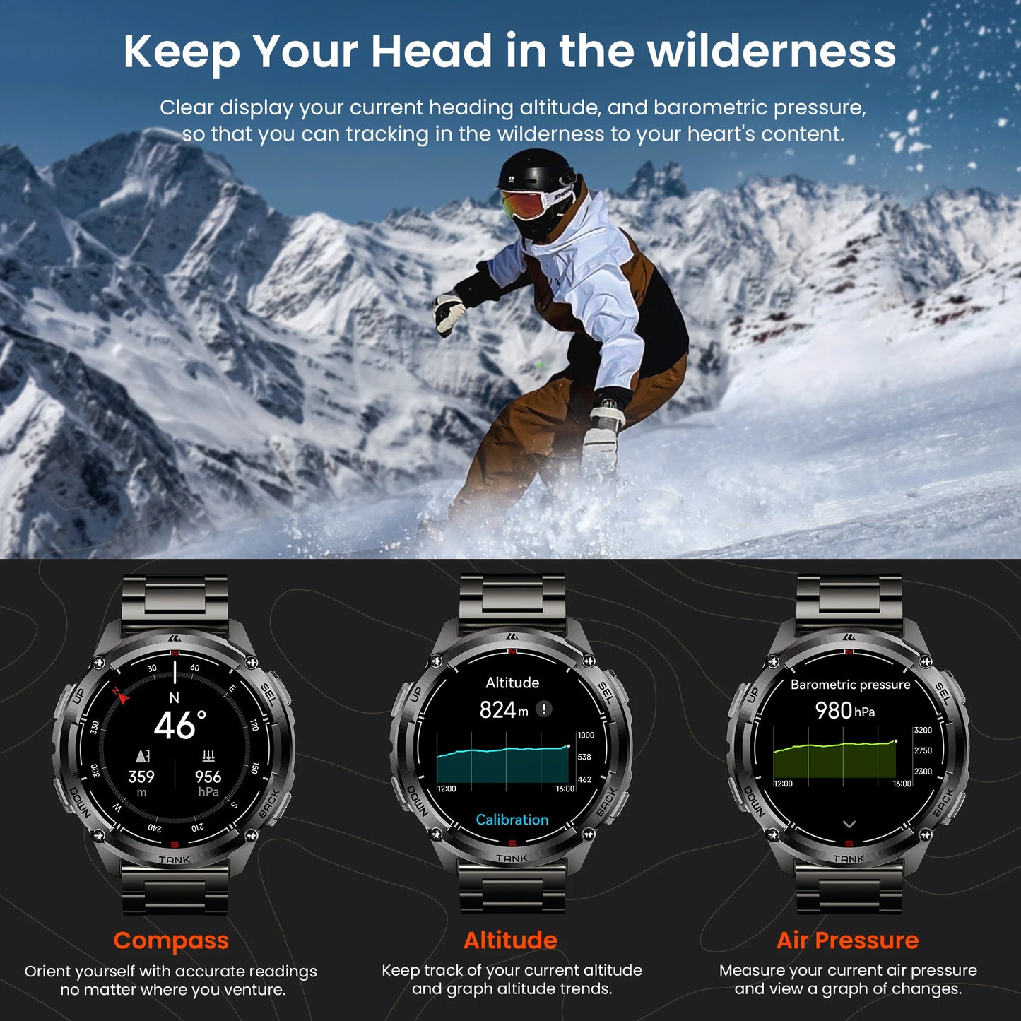 KOSPET Tank T3 Ultra 2 GPS Smartwatch with Barometer