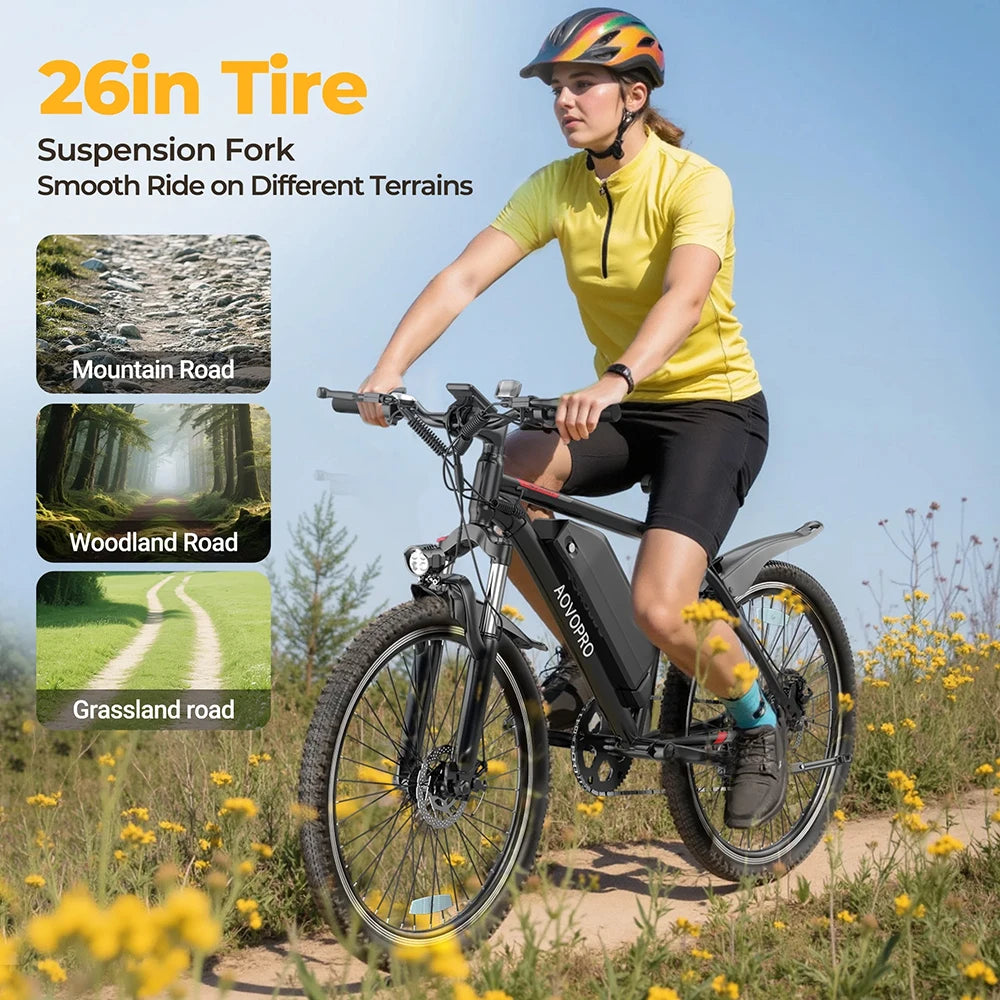 AOVOPRO BK520 Electric Bicycle With 750W Motor And 48V Battery