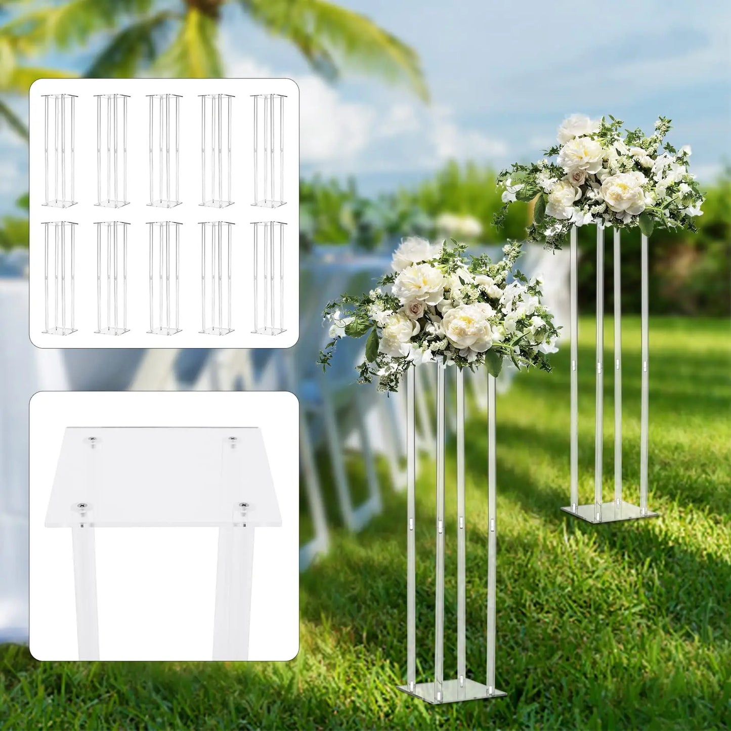 10 Piece Acrylic Vase Column Stand For Wedding Centerpieces