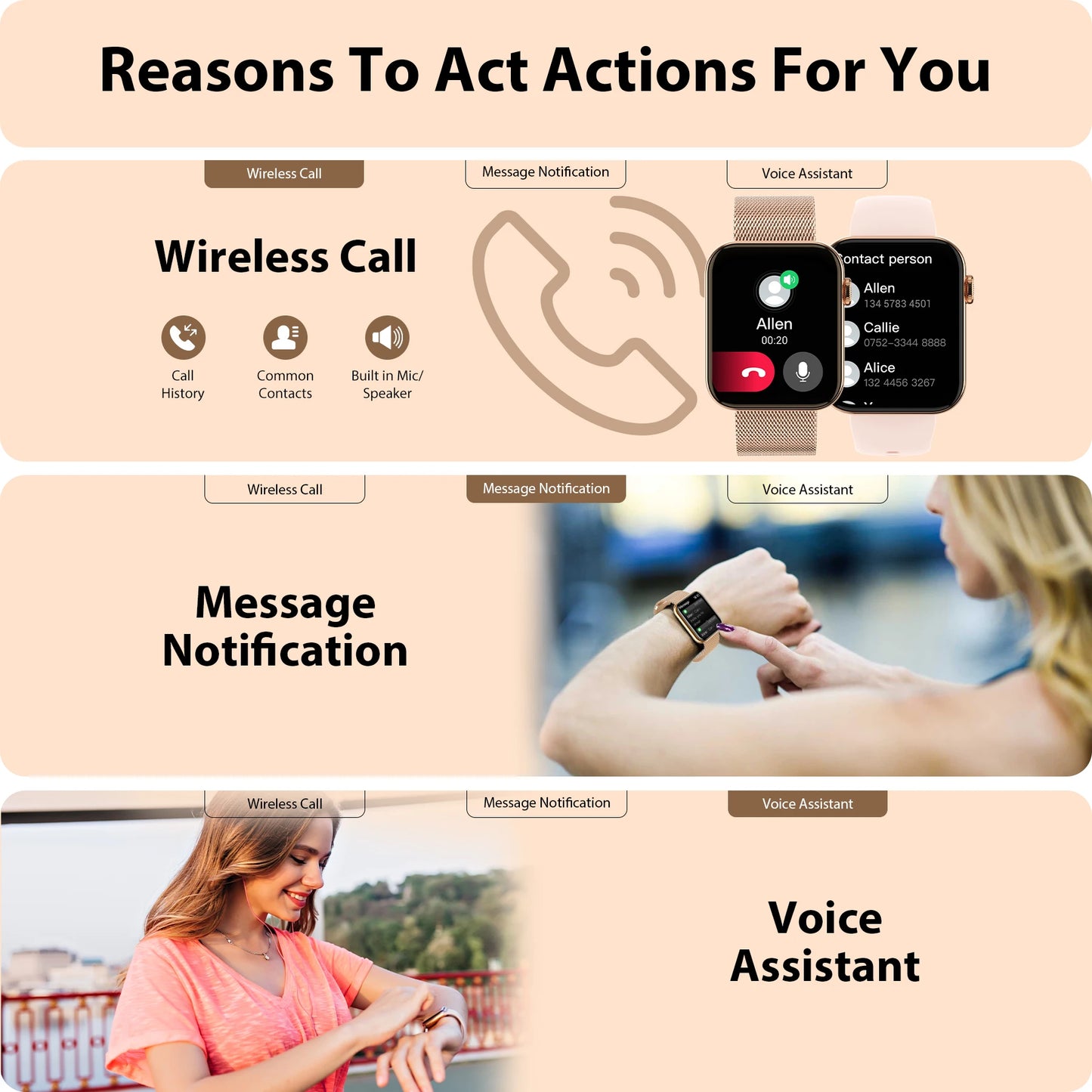 Smart Watch For iPhone And Android With Calls Fitness Tracker