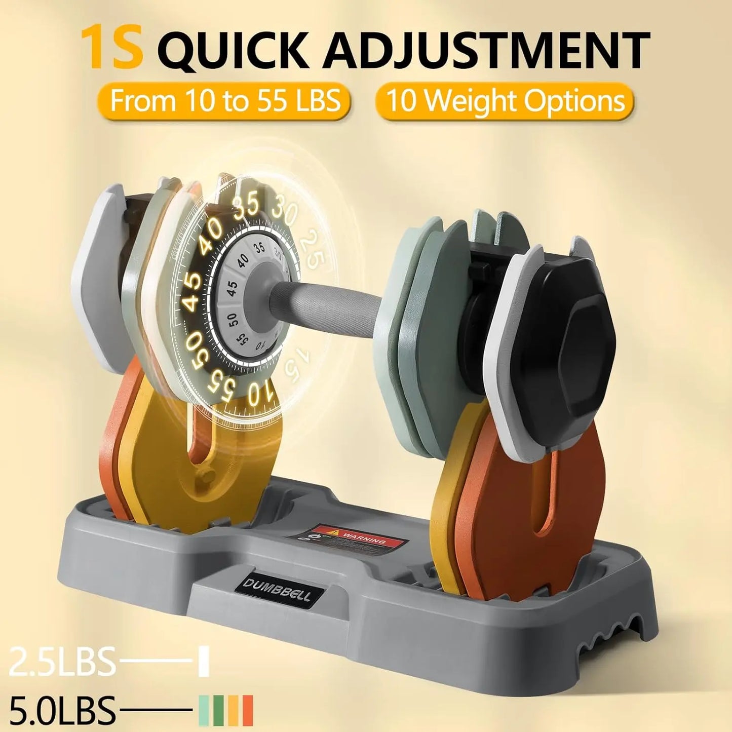 Adjustable Dumbbell Set 25 To 55 Pounds For Home Gym