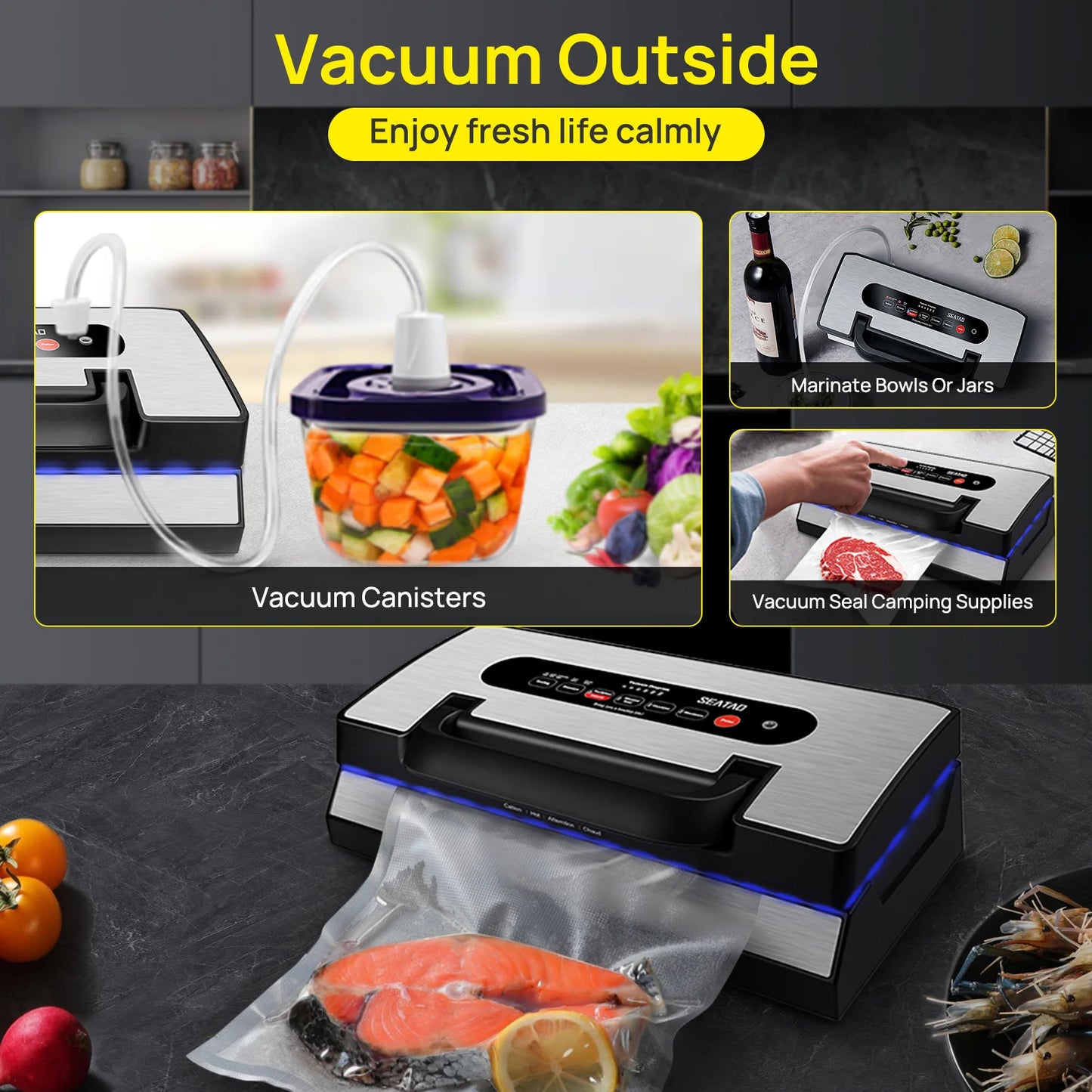 Seatao VH5188 Commercial Vacuum Sealing Machine With Cutter And Storage
