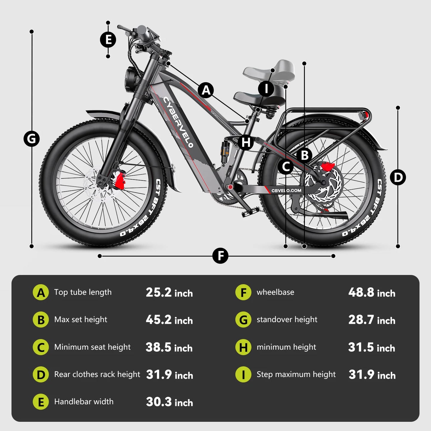 CBVELO EK9 Fat Tire Electric Bike 60V 50Ah Long Range