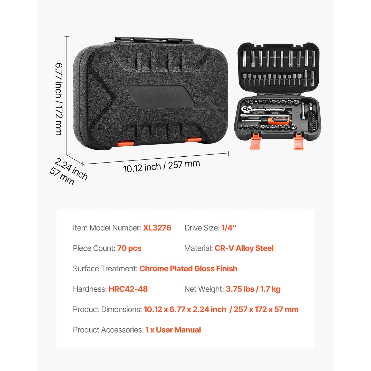 SucceBuy 86 Piece Socket Set With Ratchet Wrench For Mechanic