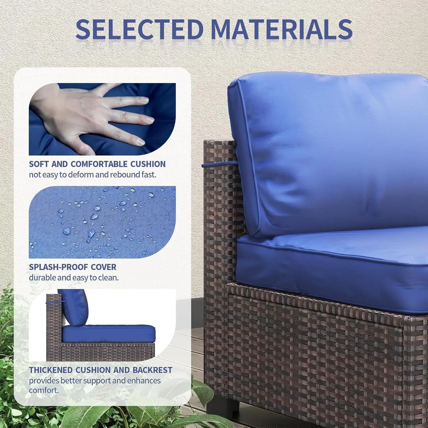 HobbyLane Modular Outdoor Furniture Set PE Rattan Wicker Sectional