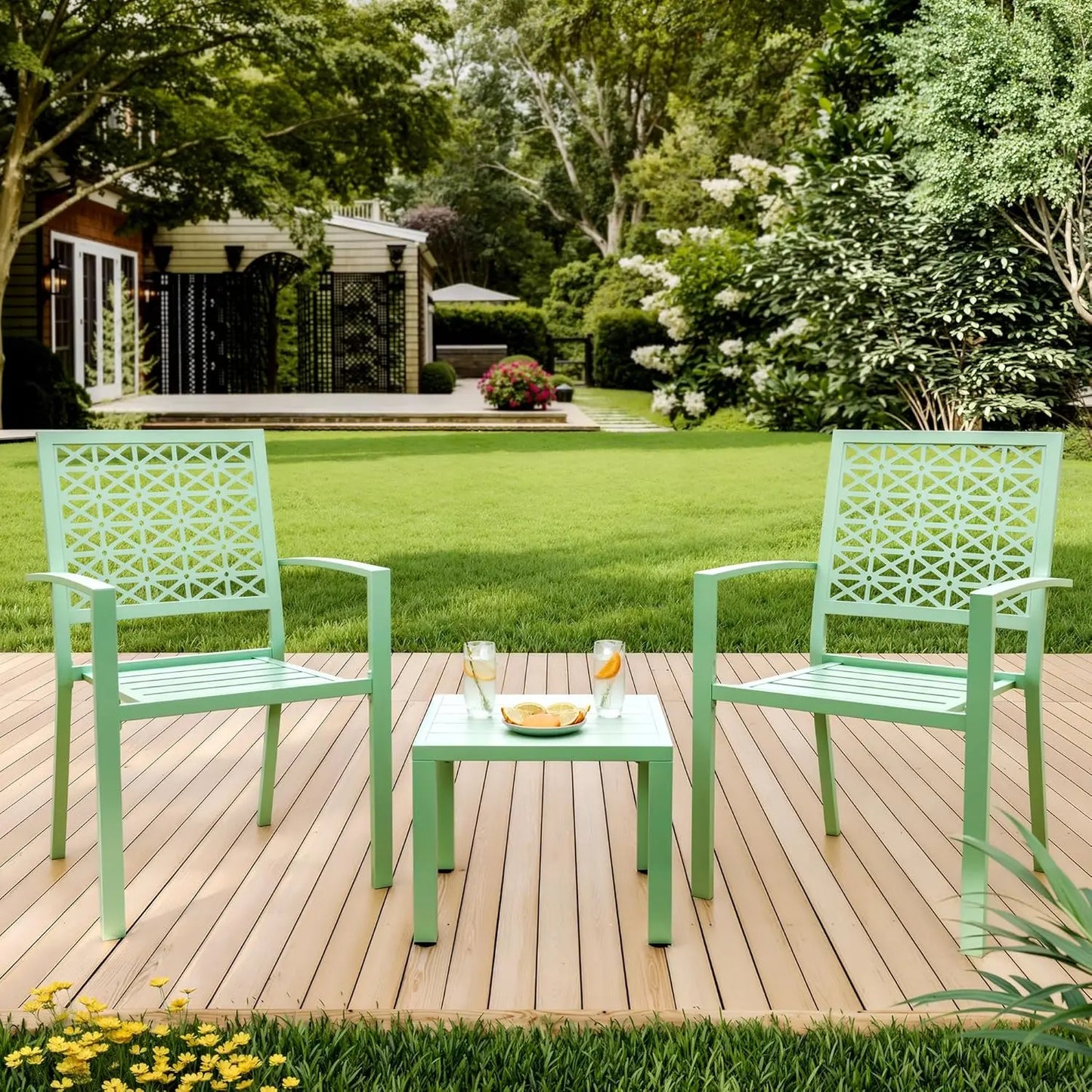 TWISTER.CK Patio Bistro Set 3 Piece Table and Chairs