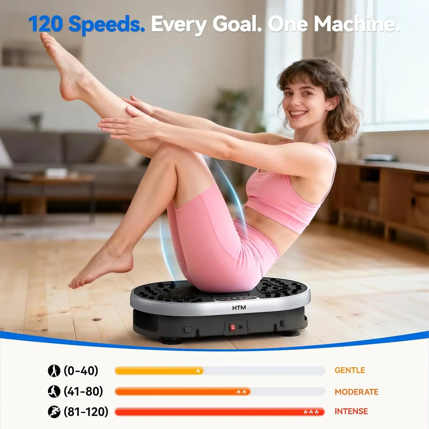 HTMM Vibration Plate Exercise Machine With 120 Speed Levels