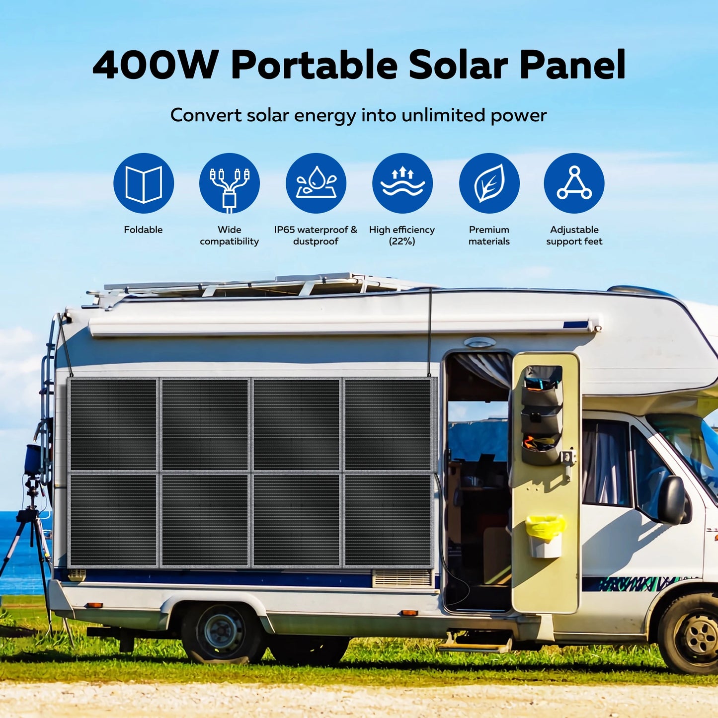 CTOLITY 400W Foldable Solar Panel Kit 23 Percent Efficiency