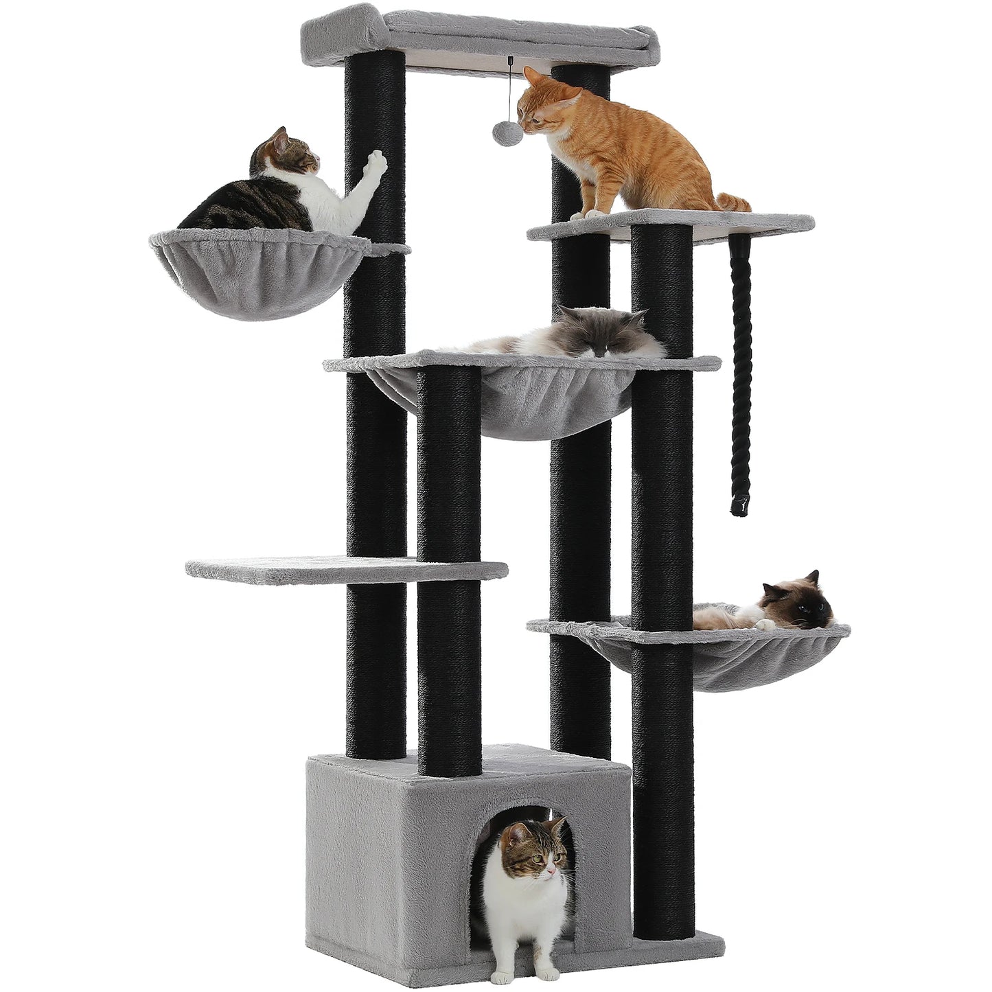 PEQULTICN Multi-Level Cat Tree With Scratching Posts And Condo