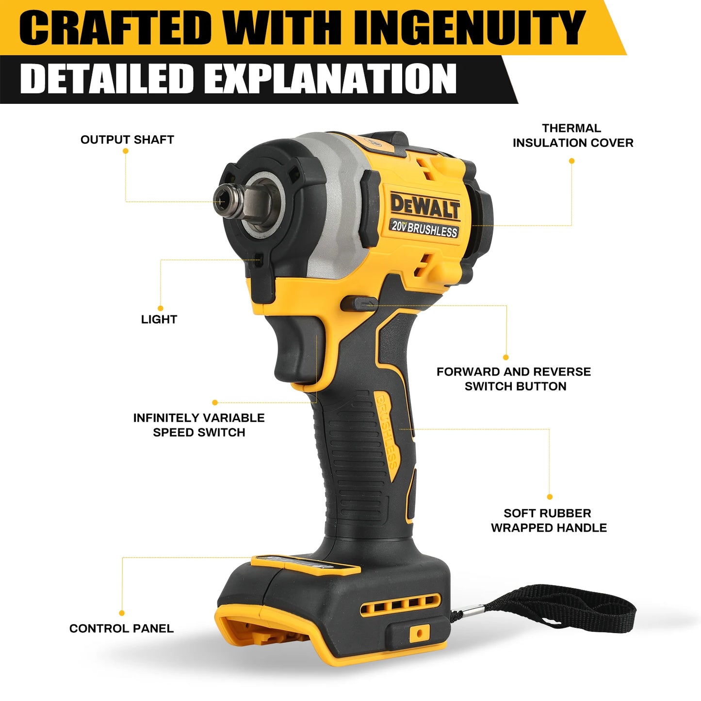 DeWalt DCF850 20V Brushless Impact Driver Quarter Inch Hex 3-Speed
