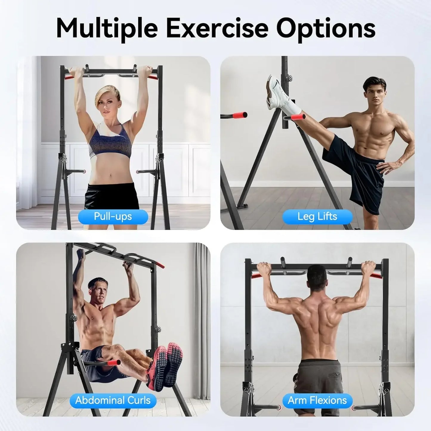 Pull Up Bar Dip Station Power Tower For Home Gym Freestanding 440Lbs Capacity