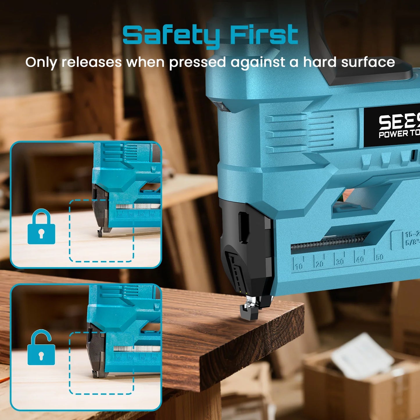 Seesii Cordless Brad Nailer With Battery