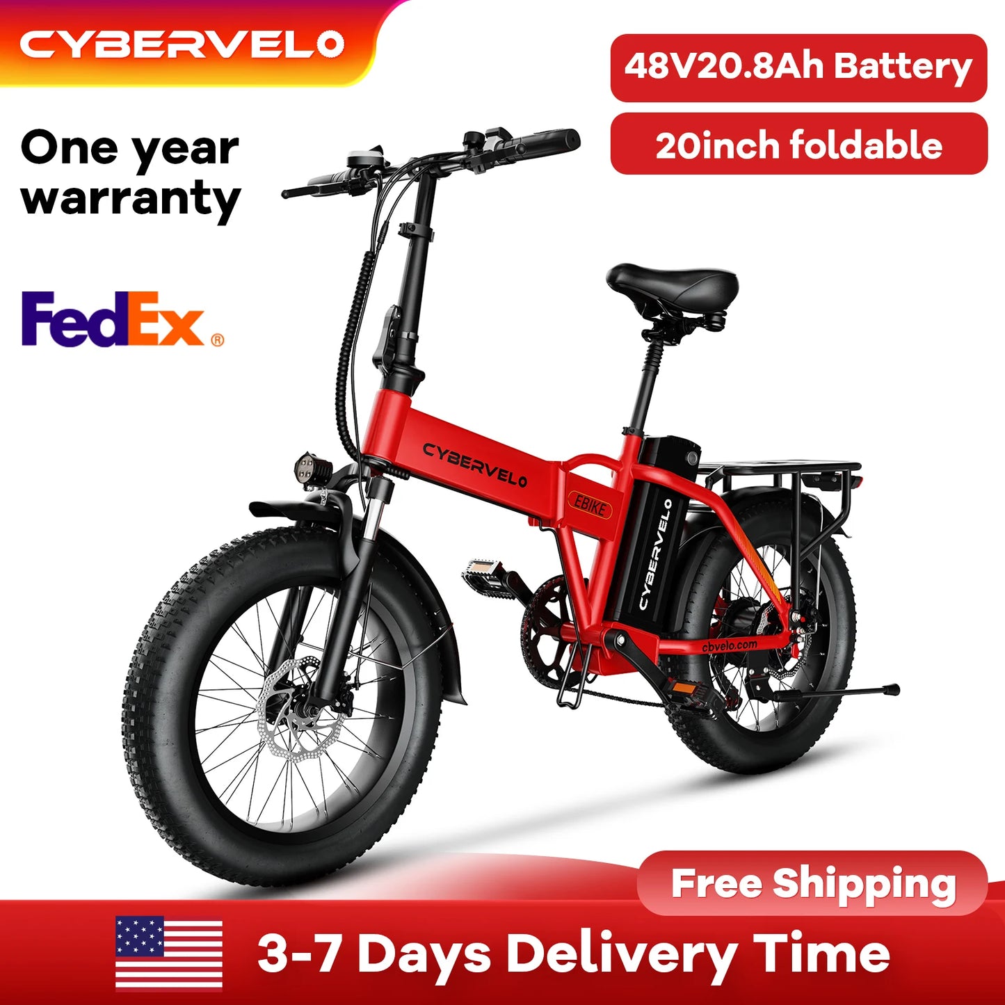 CYBERVELO Mars700 Electric Fat Tire Folding Bicycle