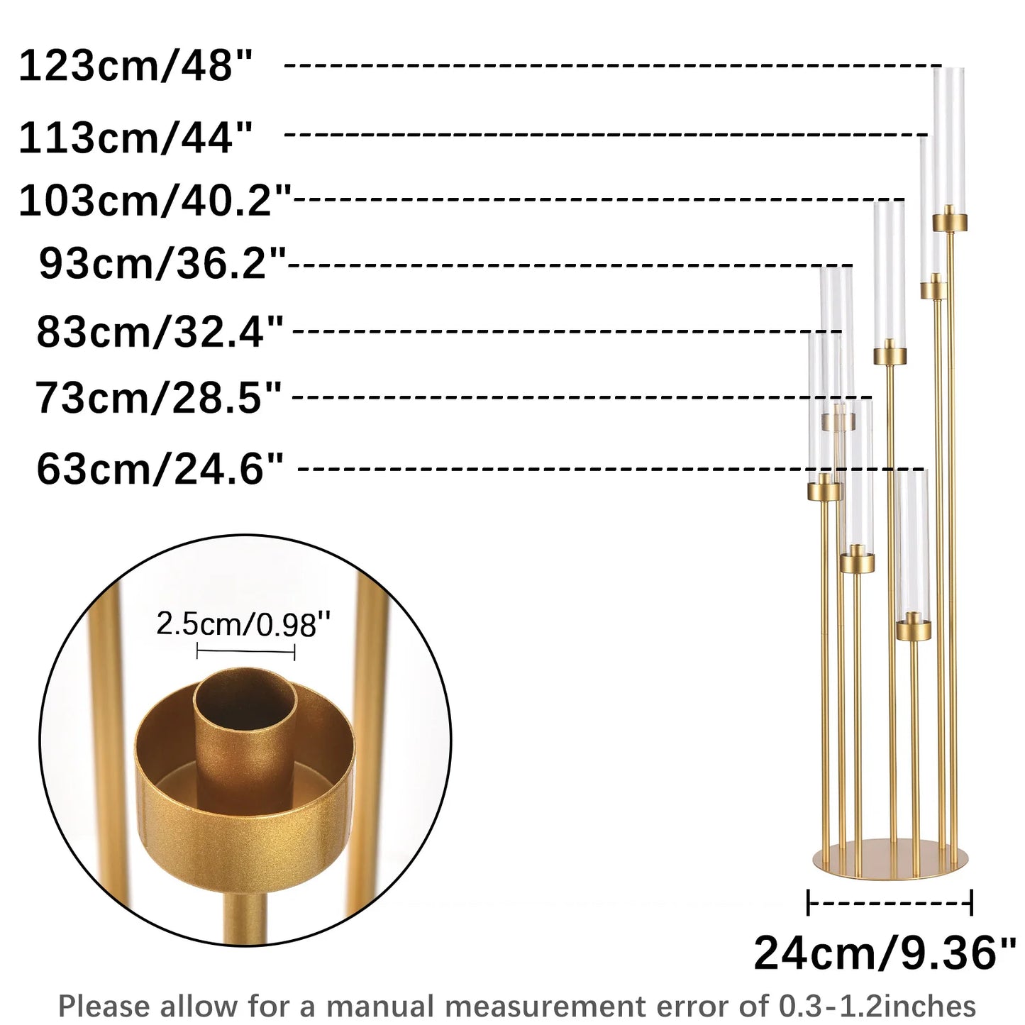VINCIGANT 4Sets 7-Arm Floor Candelabra Wedding Centerpieces