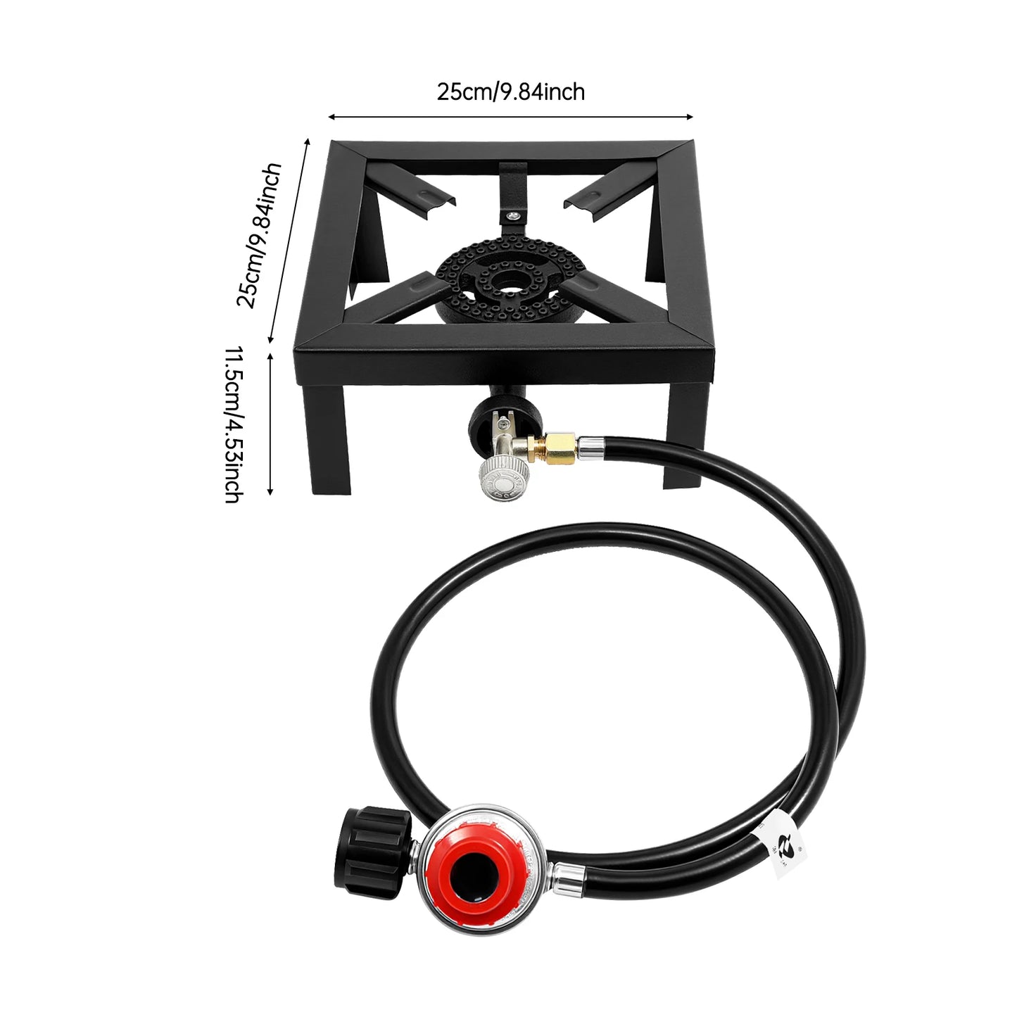 Portable Outdoor Double Burner Gas Stove With Adjustable Regulator Hose