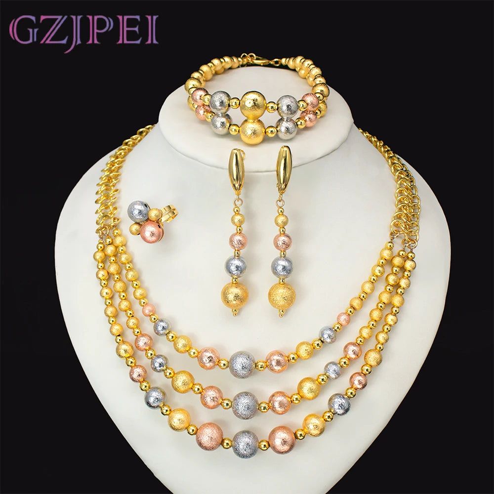 GZJPEI Fashion Jewelry Set For Women Multi Layer Beads
