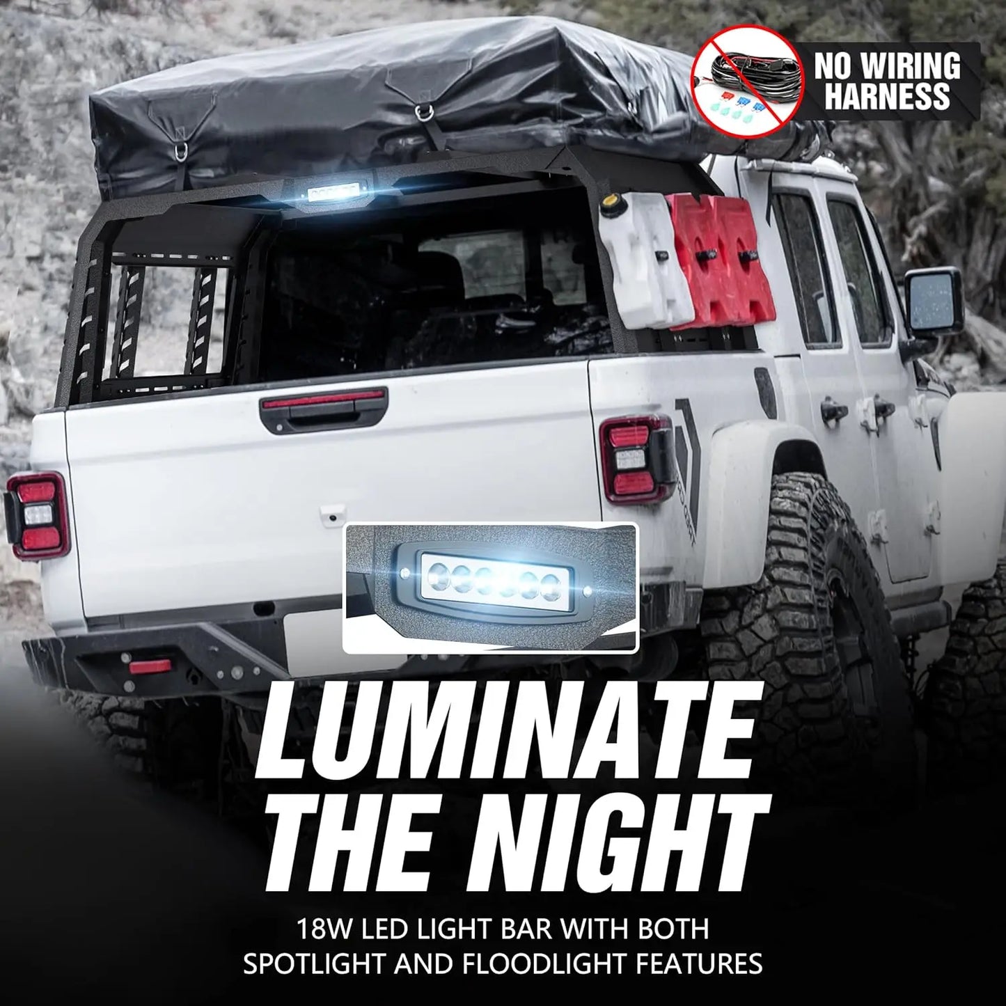 NONEEU Overland Bed Rack With LED Light