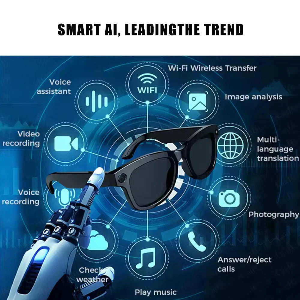 SENBONO Smart Glasses AI Translator 8MP Camera 4K Video