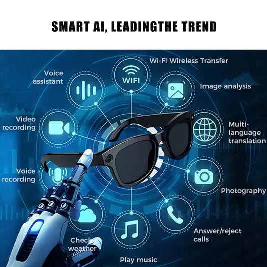 SENBONO Smart Glasses AI Translator 8MP Camera 4K Video