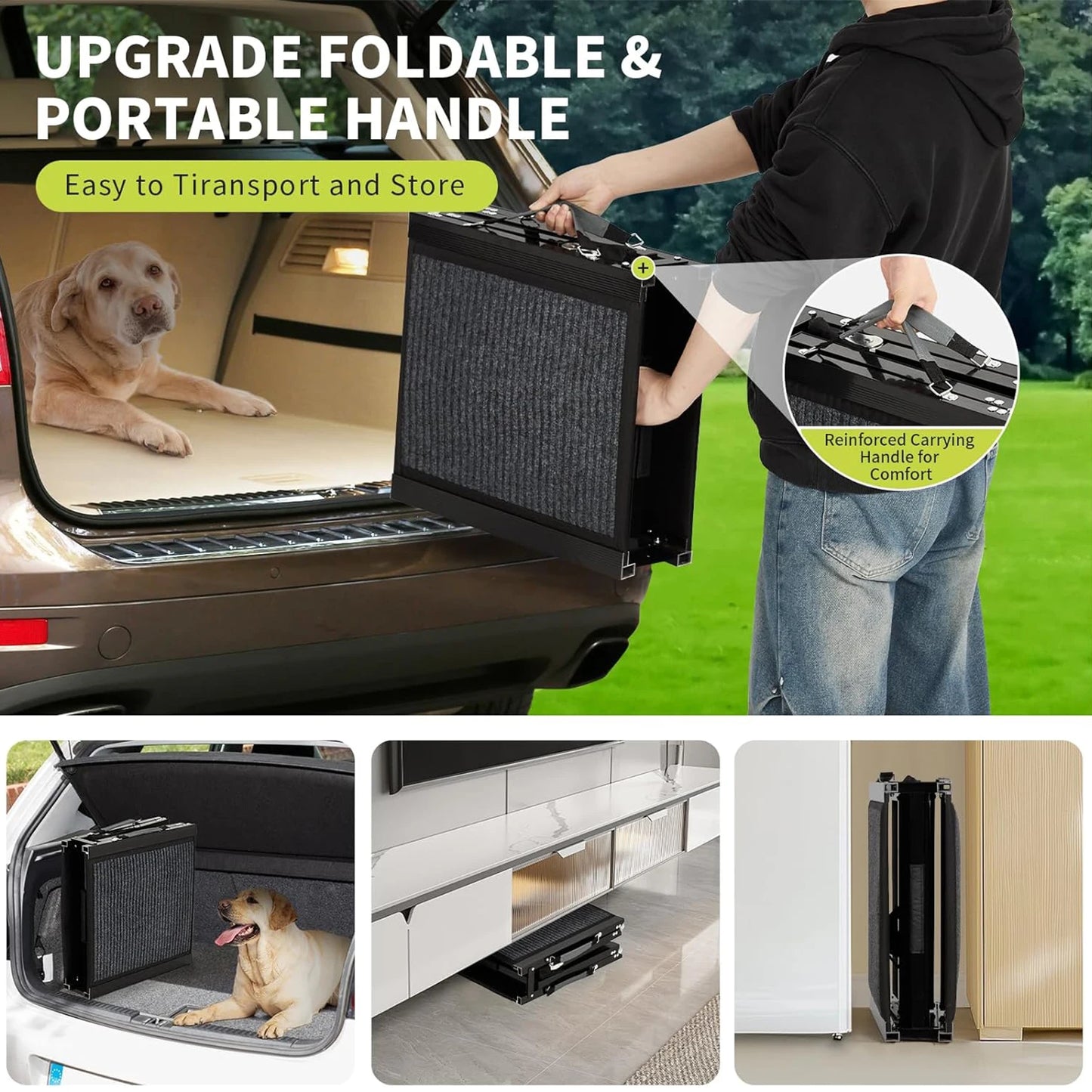 HiMISS Folding Car Dog Ramp Non-Slip Portable 250 LBS