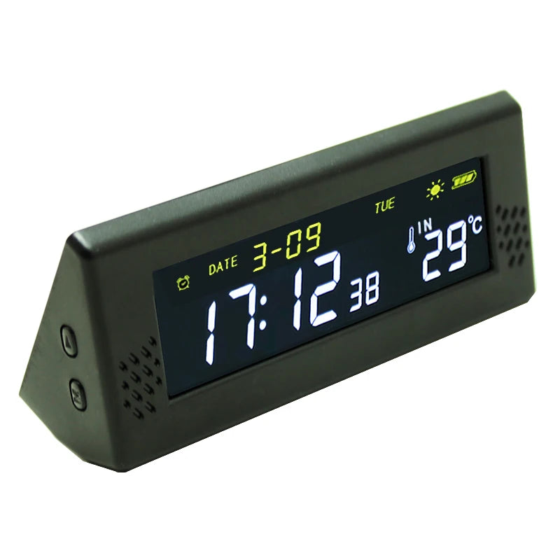 YLSER Front Windshield Solar Car Clock With Time Temperature