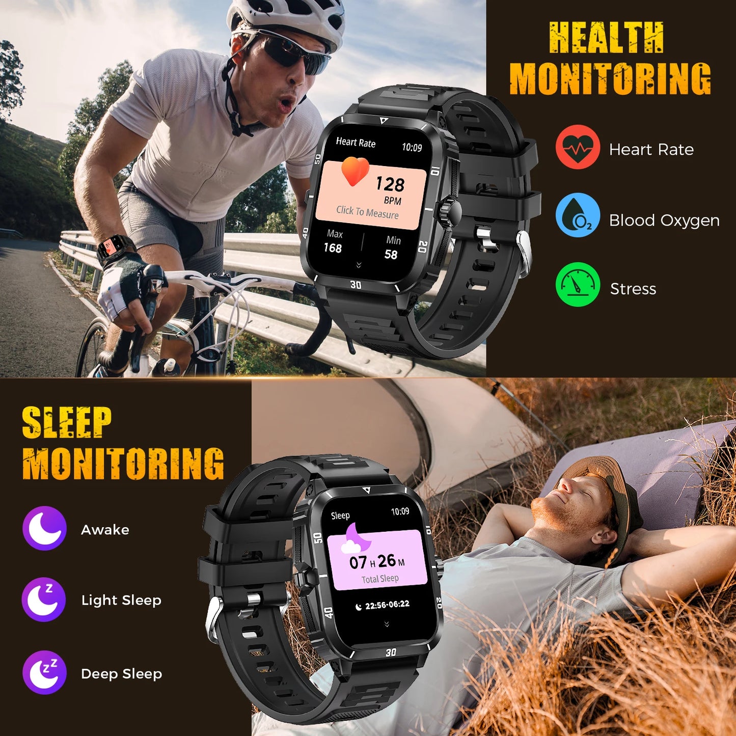 LaNikar Smart Watch 3ATM Waterproof Men Fitness Tracker