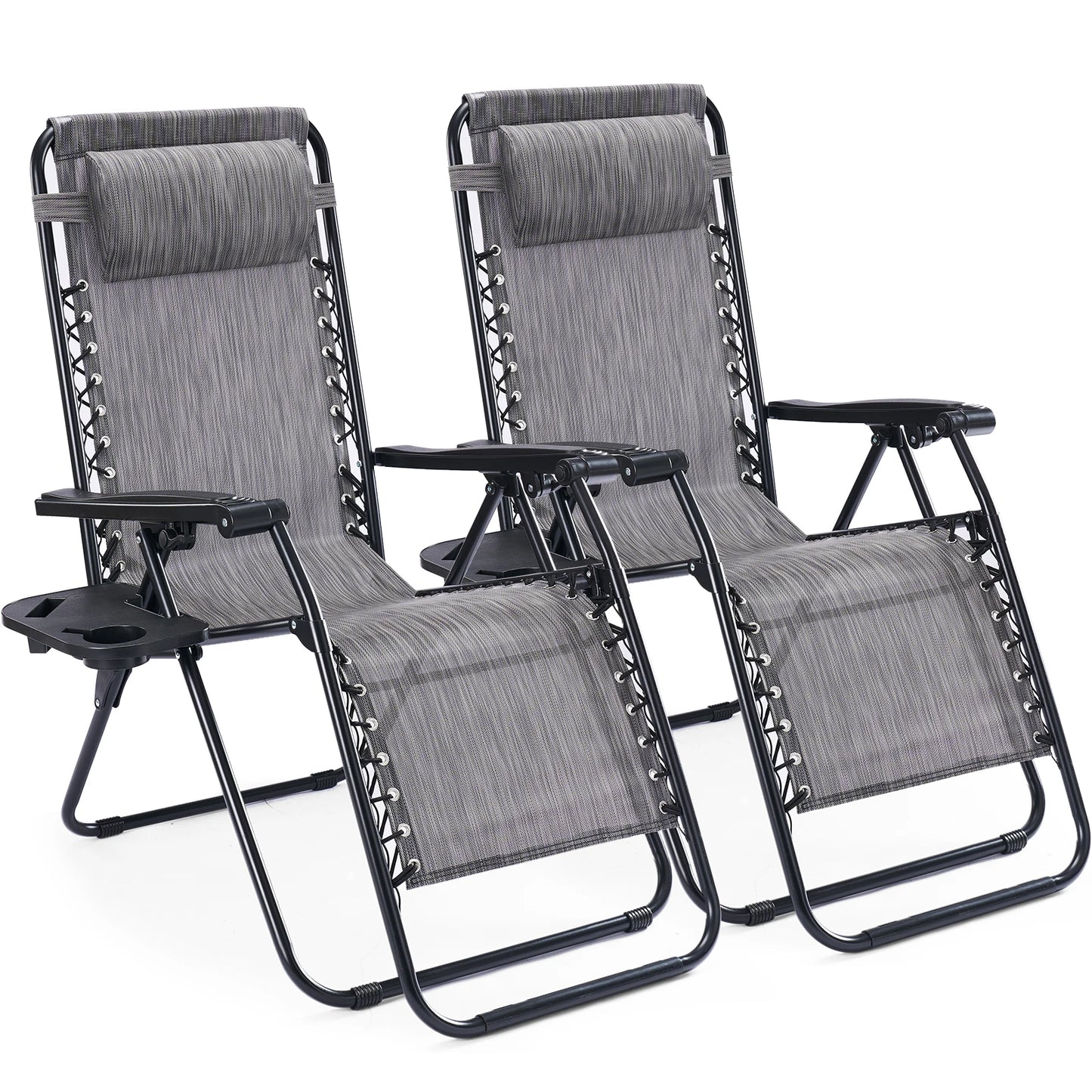 JHK Portable Zero Gravity Recliner Chairs With Cup Holder Trays