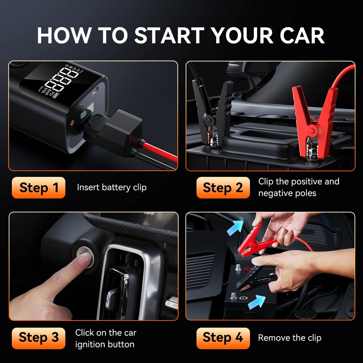 BUVAYE 12V Car Jump Starter With 150 PSI Air Compressor And Power Bank