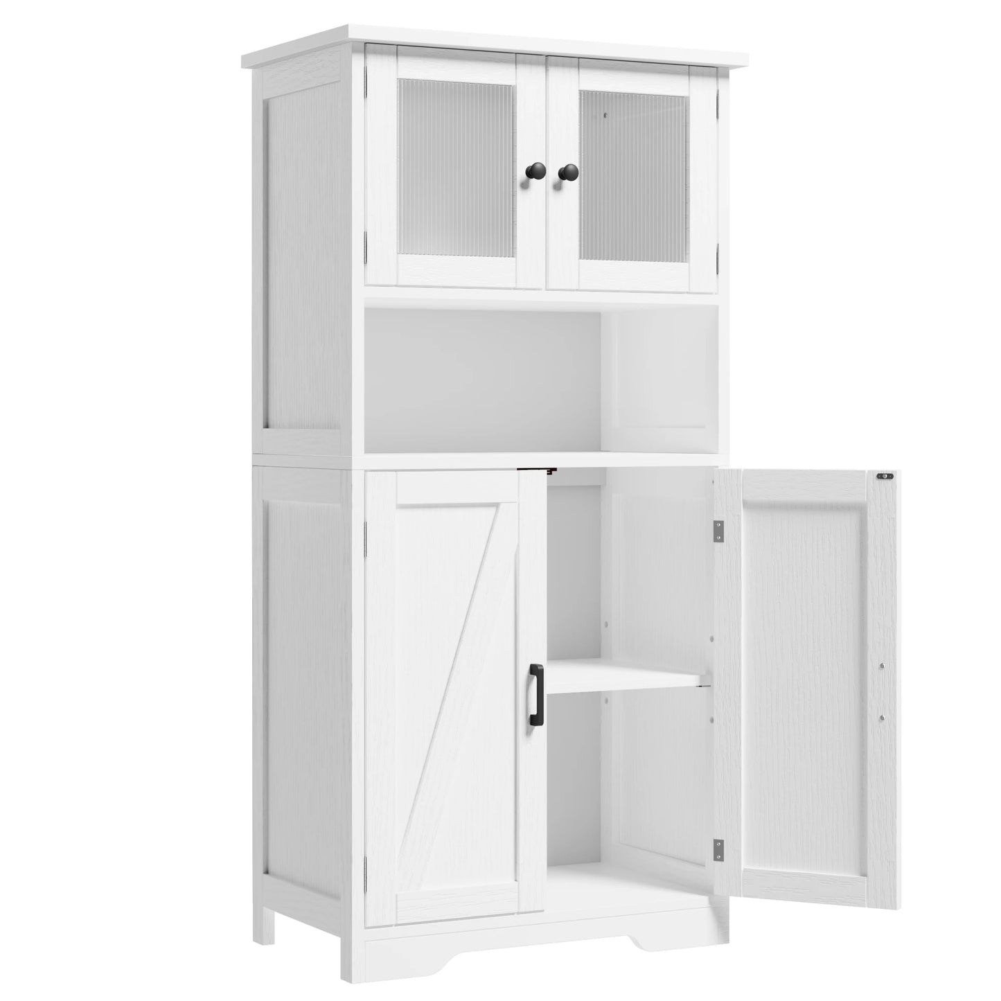 HobbyLane Free Standing Pantry Cabinet With Glass Doors