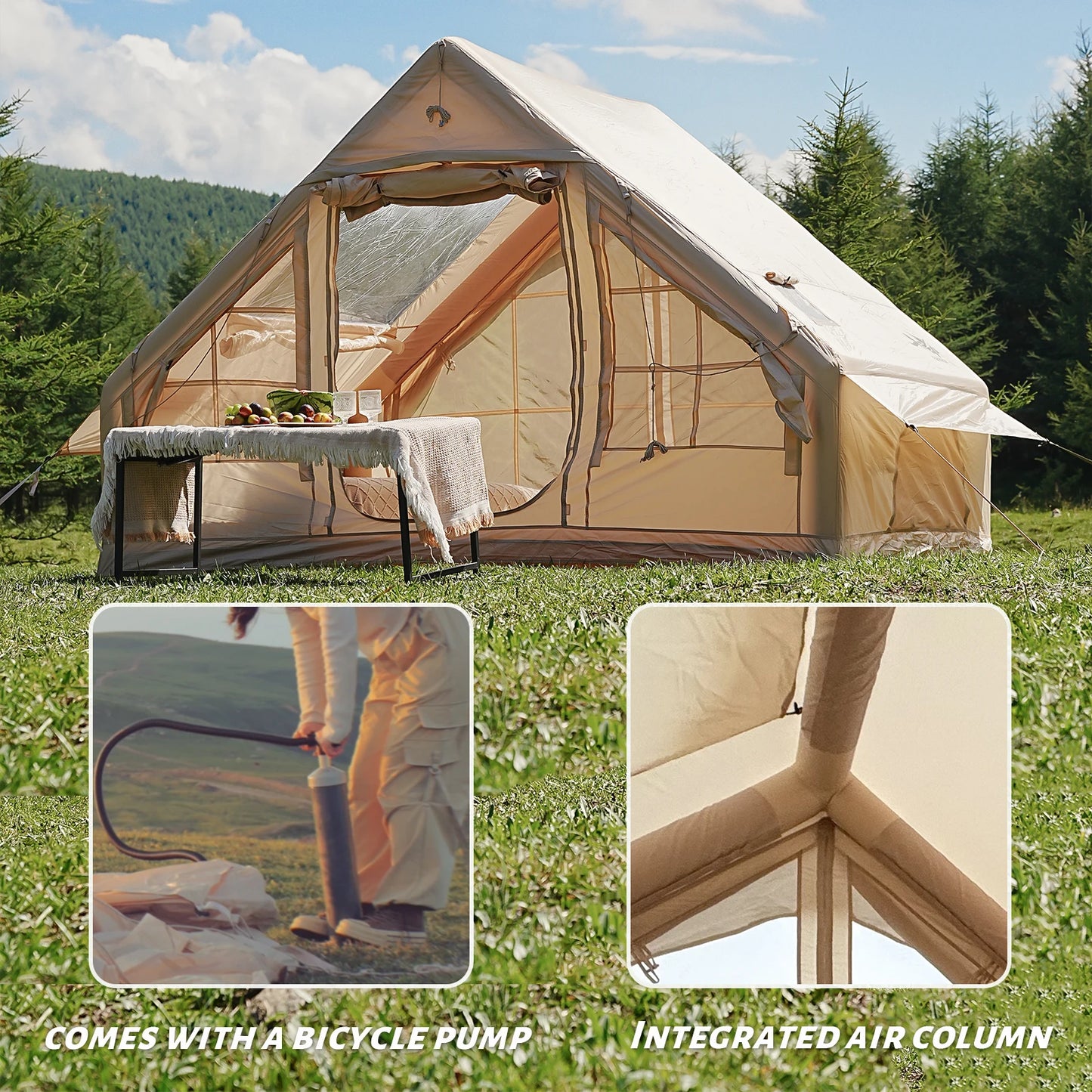 Pakicetus Inflatable Camping Tent With Quick Setup Air Frame