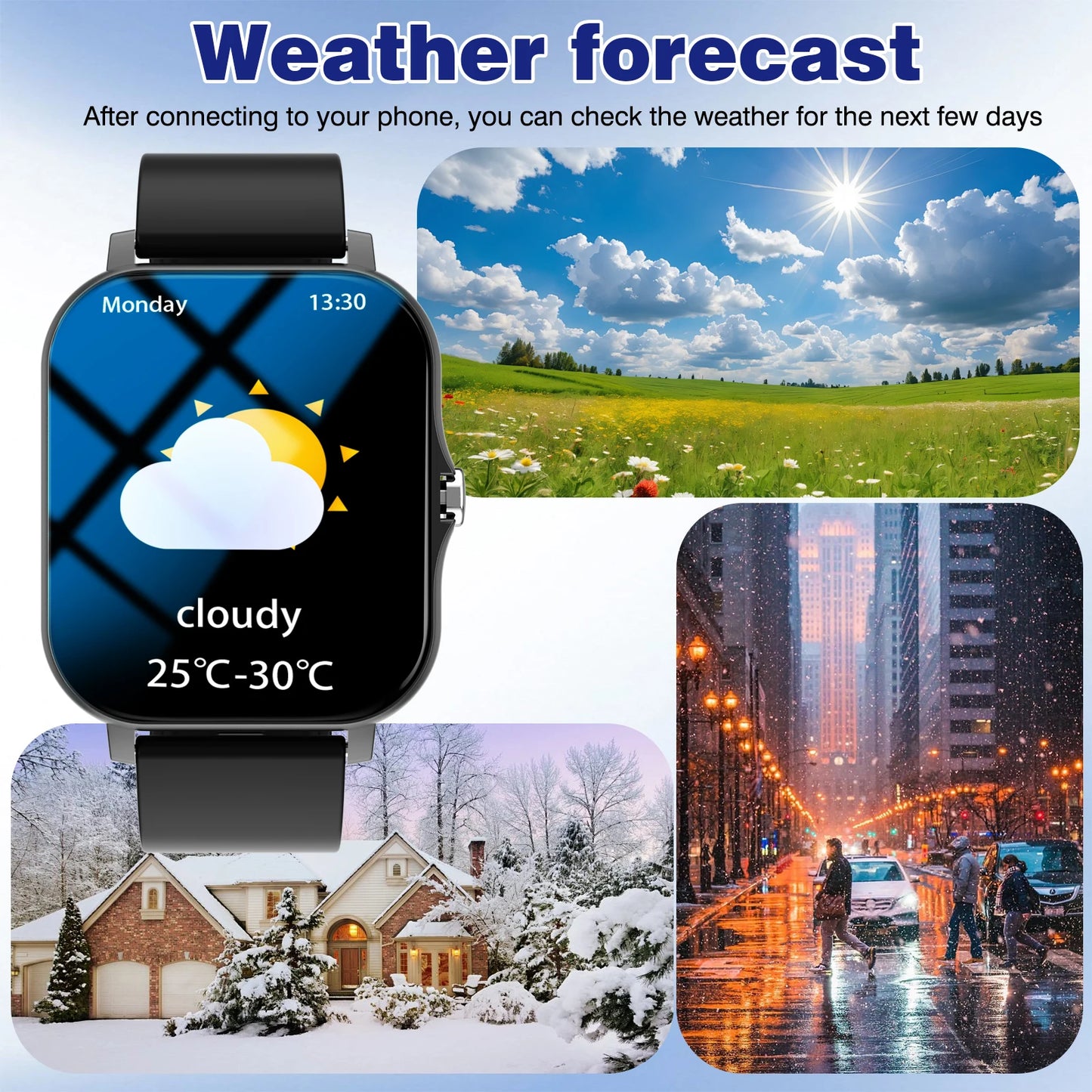 Odelettevcy Smartwatch With Calls Reminders Music Playback Multi Sport
