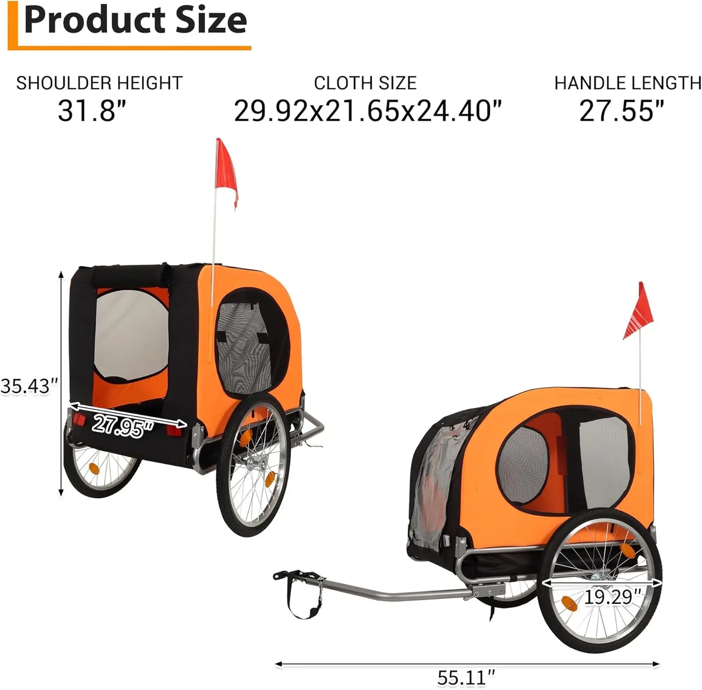 TWISTER.CK Dog Bike Trailer Carrier Foldable With Quick Release Wheels