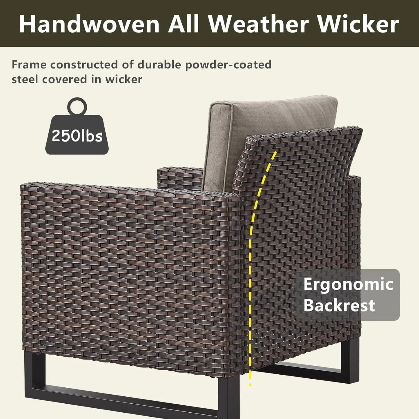 Wicker Outdoor Patio Chairs Set Rattan Bistro Furniture