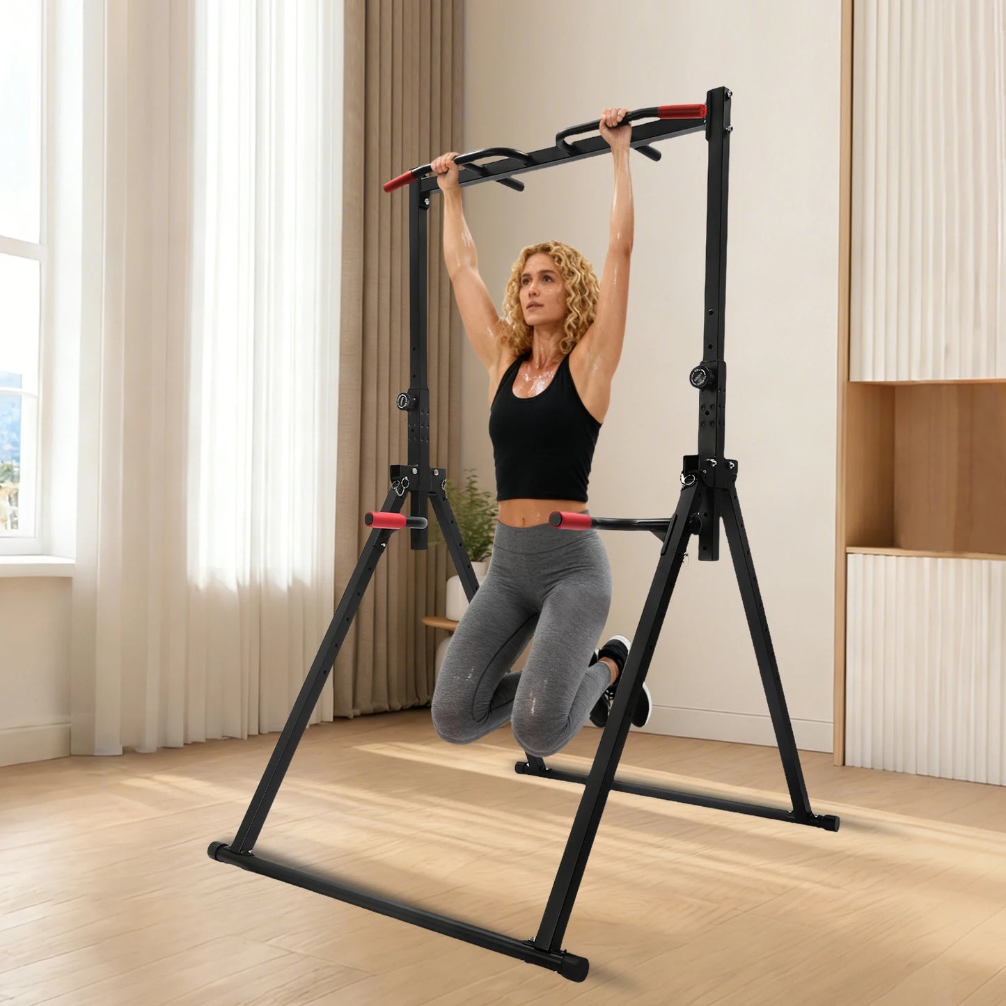 Adjustable Pull Up Bar Foldable Home Gym With Parallel Bars