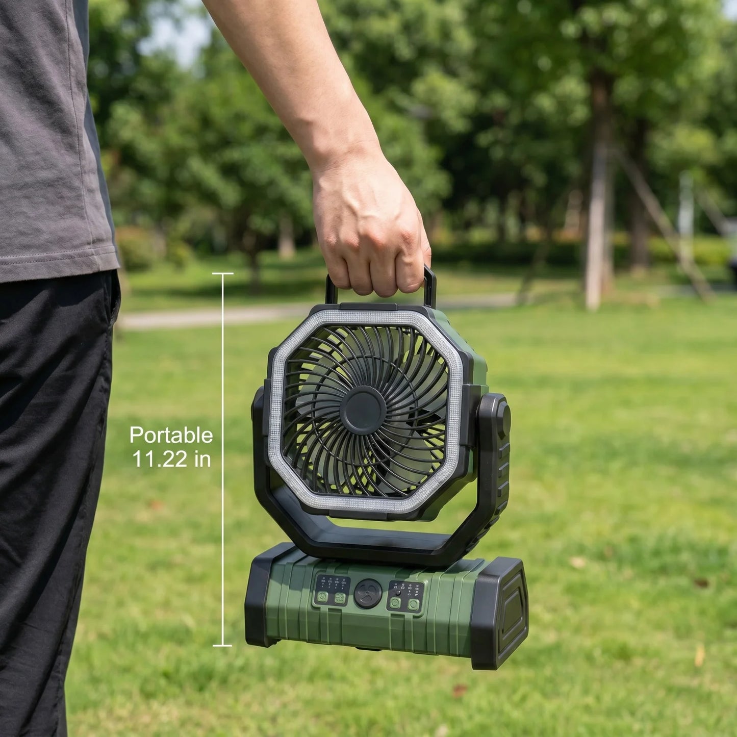 Rechargeable Camping Fan With LED Light 4 Speeds And Remote
