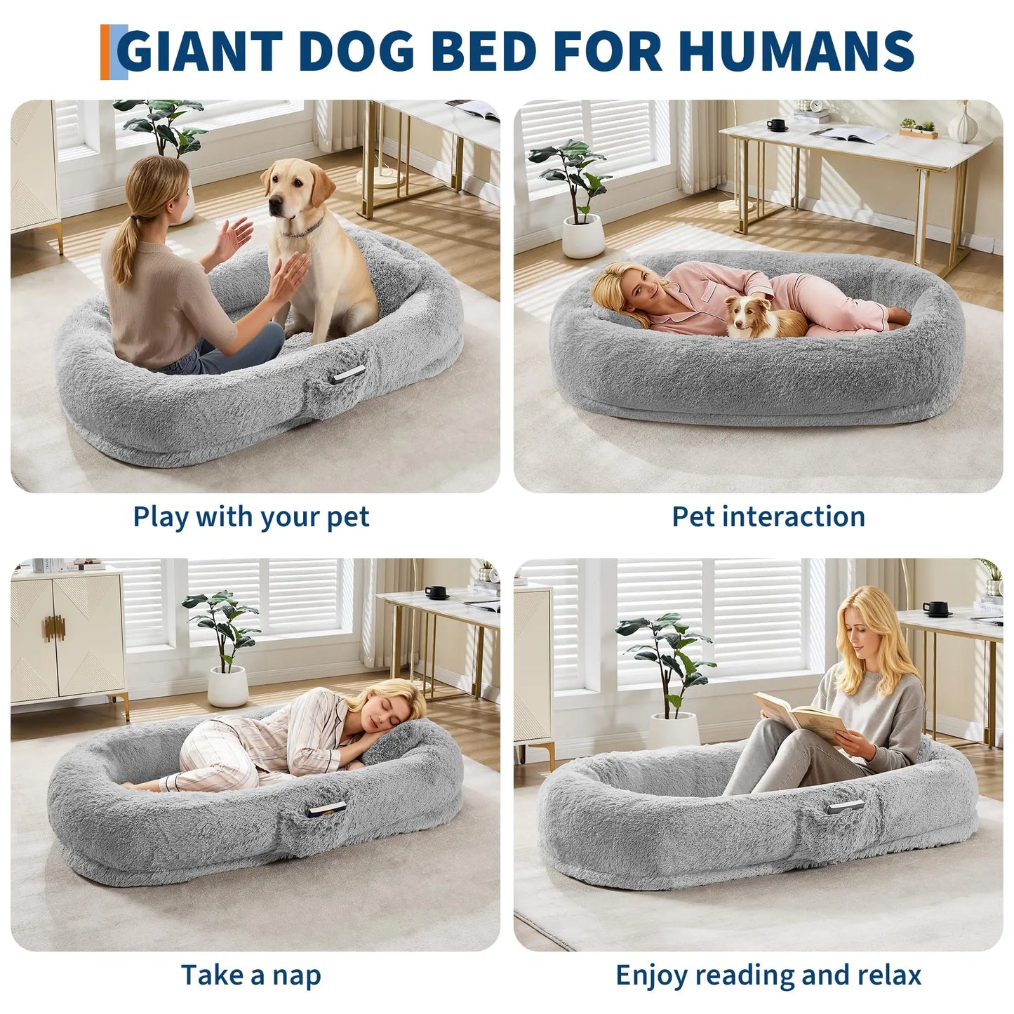 HiMISSCN Orthopedic Faux Fur Pet Bed With Pillow