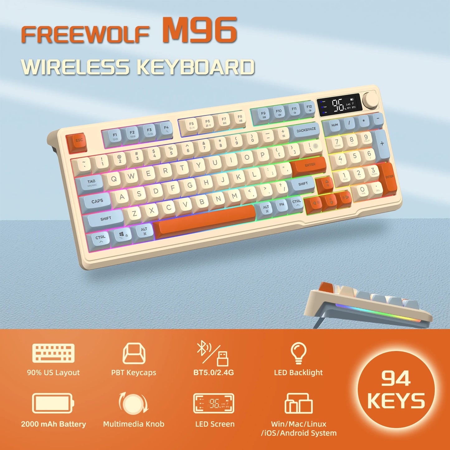 Attack Shark Bluetooth Wireless Gaming Keyboard With Display And Knob